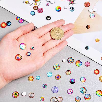 280Pcs 4 Styles Flat Back Glass Cabochons GGLA-SZ0001-32-1