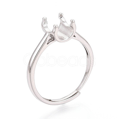 Rhodium Plated 925 Sterling Silver Engagement Solitaire Ring Settings STER-N016-70P-1