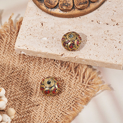 2Pcs Handmade Tibetan Style Beads KK-TA0008-43-1