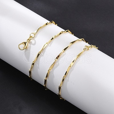 Brassl Twisted Bar Link Chain Necklaces for Men Women NJEW-G160-15G-1