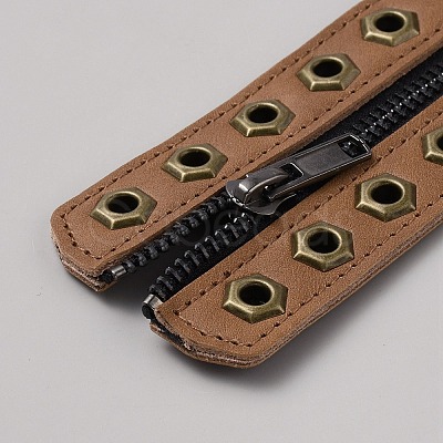 Cowhide Leather Lace-in Boot Zipper Inserts DIY-WH0499-06B-04-1
