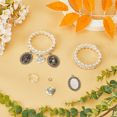 DIY Blank Oval Wedding Bouquet Charm Making Kit DIY-SC0025-07A-1