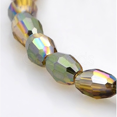 Half Rainbow Plated Glass Faceted Rice Beads Strands GLAA-A030A-HR06-1