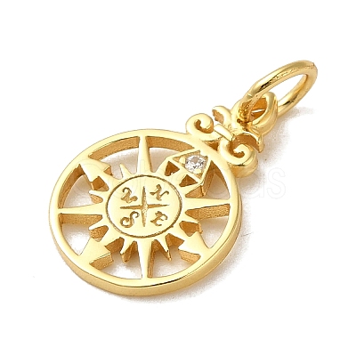925 Sterling Silver Pave Clear Cubic Zirconia Compass Charms STER-K180-02G-1