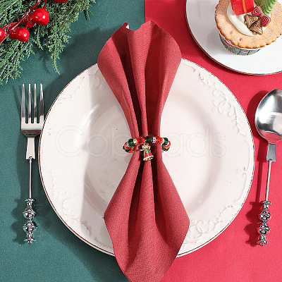 Christmas Theme Glass Beaded Napkin Rings AJEW-SC00029-1