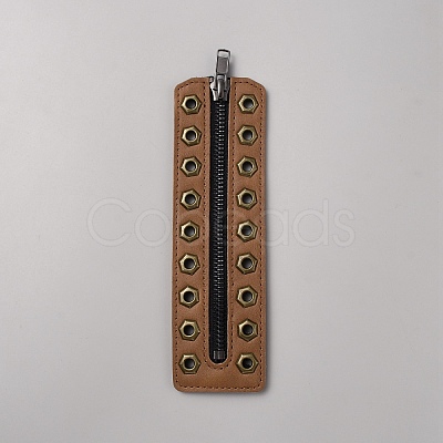 Cowhide Leather Lace-in Boot Zipper Inserts DIY-WH0499-06B-04-1