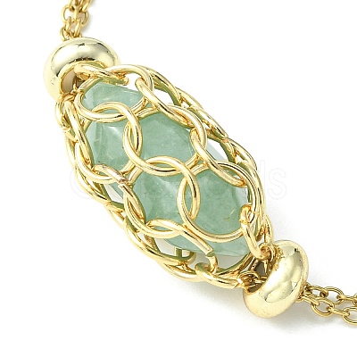 Natural Green Aventurine Bullet Link Bracelet BJEW-JB09563-02-1