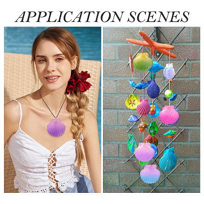 10Pcs 5 Colors Spray Painted Natural Scallop Shell Big Pendants SSHEL-TA0001-23-1