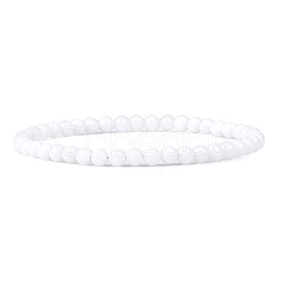 4mm Round Glass Beads Bracelet for Men KG3069-40-1