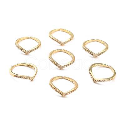 Clear Cubic Zirconia Crown Open Cuff Ring for Women X-RJEW-C018-15G-1