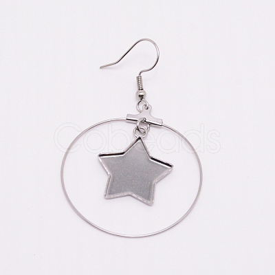 Stainless Steel Dangle Earrings LS-STAS-WH0015-37P-1