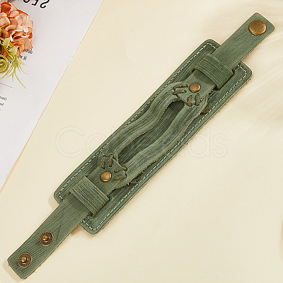 Cowhide Leather Cord Bracelets for Women Men BJEW-WH20012-04AG-01-1