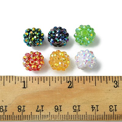 30Pcs 6 Colors Resin Rhinestone Beads RESI-FS0001-64-1