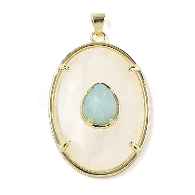 Natural Quartz Crystal & Flower Amazonite Pendants G-P599-05G-01-1