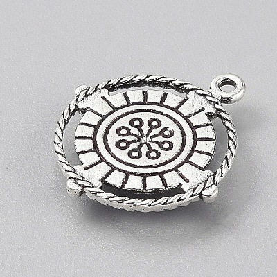 Tibetan Style Alloy Pave Synthetic Turquoise Pendants PALLOY-CJC0025-01AS-J-1