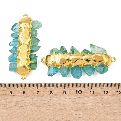 Electroplated Two Tone Natural Quartz Crystal Nuggets Beaded Connector Charms KK-H516-18G-03-1