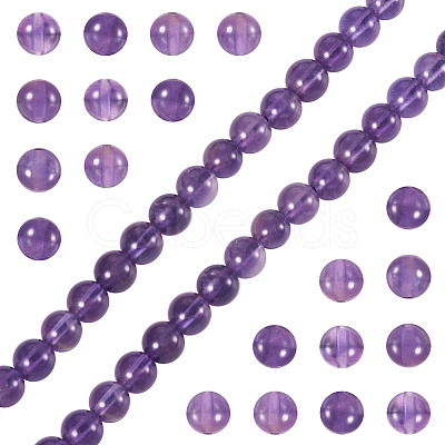 1 Strand Natural Amethyst Round Bead Strands G-TA0002-47-1