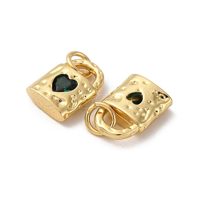 Brass Micro Pave Cubic Zirconia Pendants KK-P308-13G-1