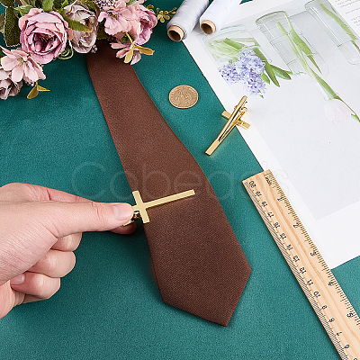 Brass Tie Clips BUTT-WH0024-064G-1