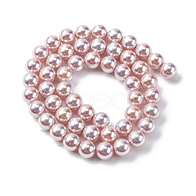 UV Plating Pearlized Glass Pearl Beads Strands GLAA-F128-01B-T11-1
