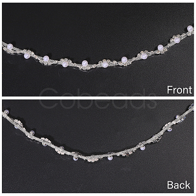 1 Yard Brass Crystal Rhinestone Cup Chain with Imitation Pearl OCOR-GL0001-08B-1