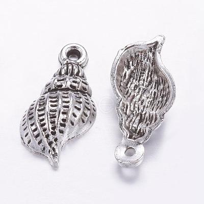 Tibetan Style Alloy Whelk/Conch Shell Pendants TIBEP-Q043-226-RS-1