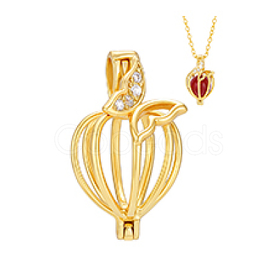 1Pc 925 Sterling Silver Micro Pave Clear Cubic Zirconia Bead Cage Pendants STER-PH0004-87-1