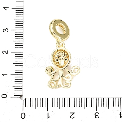Brass Micro Pave Clear Cubic Zirconia Sea Animal European Dangle Charms LS-KK-B159-04G-01-1