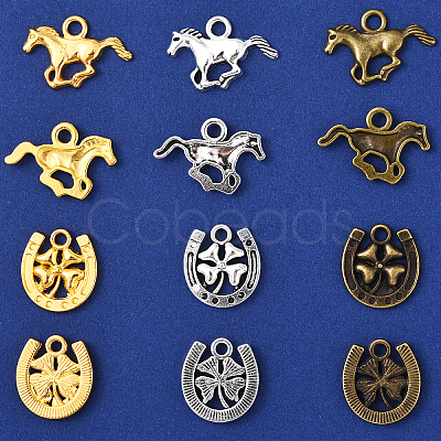 48Pcs 6 Styles Tibetan Style Alloy Pendants FIND-YW0007-25-1