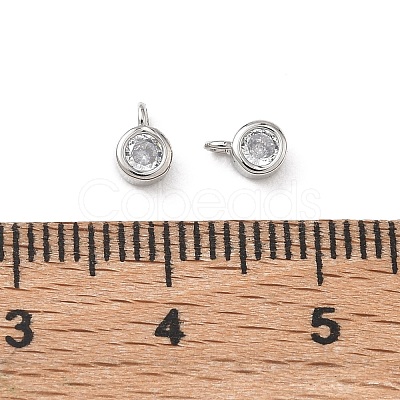 Brass Micro Pave Clear Cubic Zirconia Charms KK-D289-48B-P-1