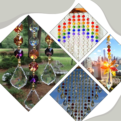 240Pcs Electroplate Glass Faceted Octagon Links Connector Charms EGLA-SP0001-43B-1