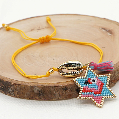 Bohemian Ethnic Style Geometric Miyuki Beaded Star with Flamingo Charm Adjustable Braided Bracelets for Women ZA1517-1