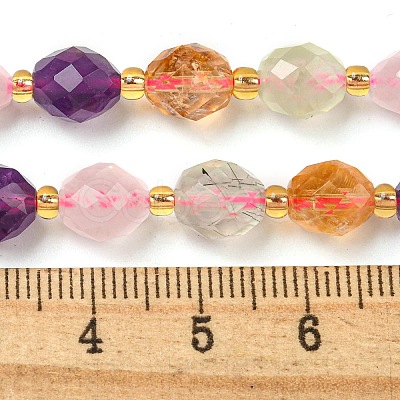 Natural Amethyst & Rose Quartz & Prehnite & Citrine Beads Strands G-N342-35-1