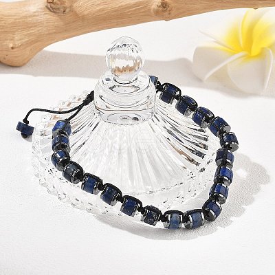 Adjustable Natural Lapis Lazuli and Non-magnetic Synthetic Hematite Braided Bead Bracelets BJEW-Z090-01F-1
