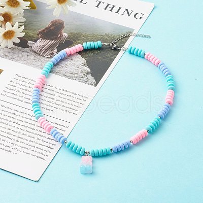 Polymer Clay Beaded Necklaces NJEW-JN03585-05-1
