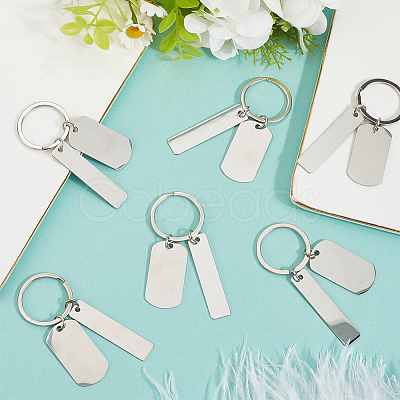 20Pcs 201 Stainless Steel Blank Pendant Keychain KEYC-SC0001-62A-1