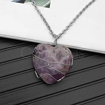 Natural Amethyst Pendant Necklaces CY8832-14-1