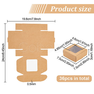 Square Foldable Creative Kraft Paper Box CON-WH0089-20B-1