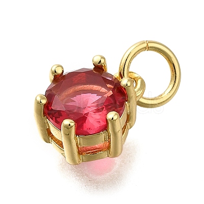 Brass Pave Cubic Zirconia Pendants KK-V002-23G-02-1