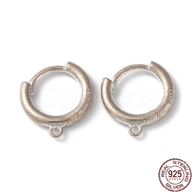 Anti-Tarnish Rhodium Plated 925 Sterling Silver Huggie Hoop Earring Findings STER-D016-02P-1
