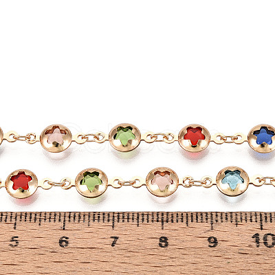 Handmade Brass Flat Round with Star Link Chains CHC-N024-08KCG-1