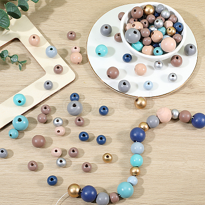 Baking Paint Wood Beads WOOD-SP0001-77A-1