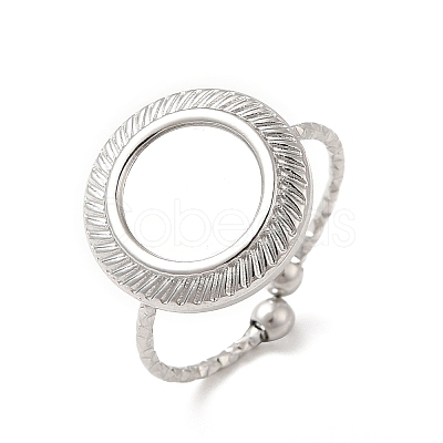 Non-Tarnish 304 Stainless Steel Open Cuff Ring Component STAS-E180-09P-1