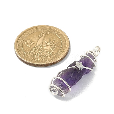 Natural Amethyst Pendants PALLOY-JF02086-03-1