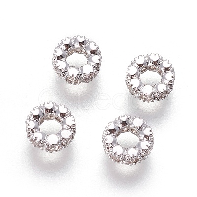 Brass Micro Pave Cubic Zirconia Beads X-ZIRC-F098-01-1