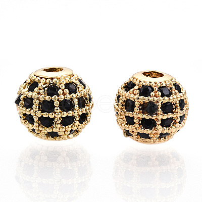 Rack Plating Brass Cubic Zirconia Beads ZIRC-S001-8mm-B-M-1