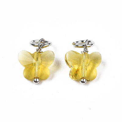 Faceted Transparent Glass Charms GLAA-T024-06L-1