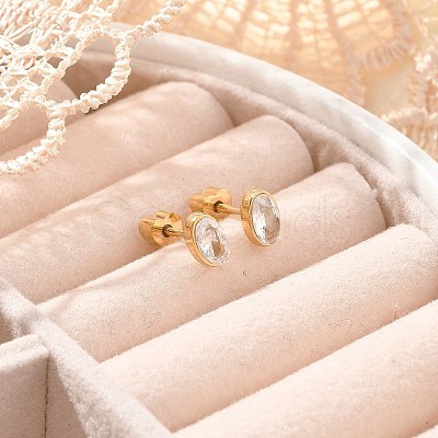 304 Stainless Steel Rhinestone Stud Earrings for Women EJEW-M068-03G-1