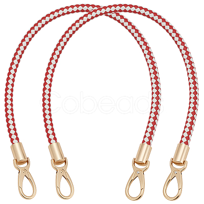 Two Tone Braided Round PU Leather Bag Straps DIY-WH0816-091A-KCG-1