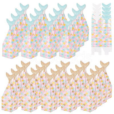 Olycraft 56Pcs 2 Colors Mermaid Paper Candy Boxes CON-OC0001-49-1